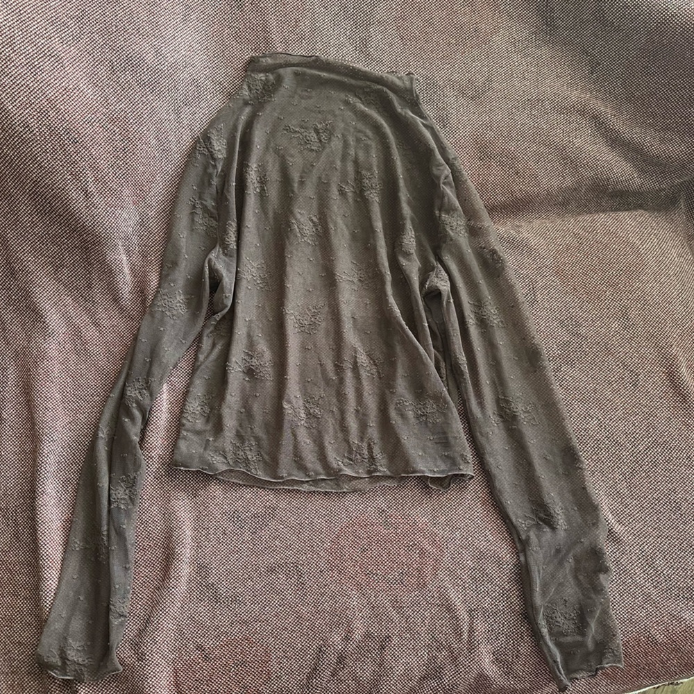 Men's Brown mesh mock neck long sleeve